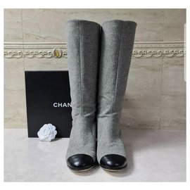 Chanel-Chanel 2017 Graue Wollstiefel Gr.38-Grau