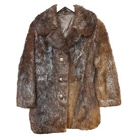 Autre Marque Beaver fur coat brown with copper buttons Brown
