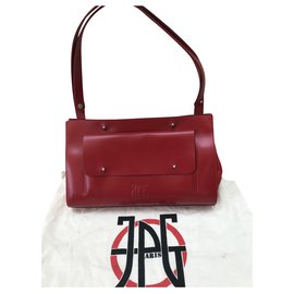 Jean Paul Gaultier-Bolsa vintage Jean Paul Gaultier em couro vermelho brilhante-Vermelho