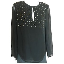 Blusa Diane Von Furstenberg in seta nera con strass Nero