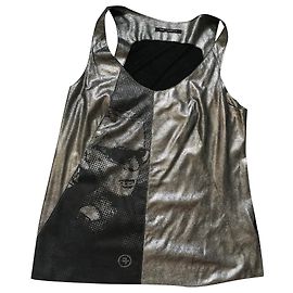 Canotta in pelle Karl Lagerfeld Argento