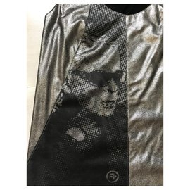 Karl Lagerfeld-Karl Lagerfeld leather tank top-Silvery