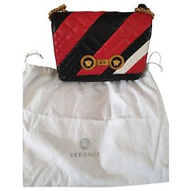 Bloco de cores Versace em ícone acolchoado em couro Nappa Multicor