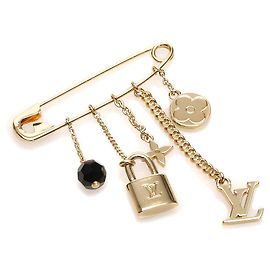 Louis Vuitton Gold Monogramm Charms Brosche Golden