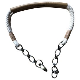 By Malene Birger cinturón de algodón macramé y cadena Beige