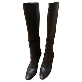 Giuseppe Zanotti-Dark brown grained leather boots-Dark brown