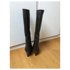 Giuseppe Zanotti-Stivali in pelle martellata marrone scuro-Marrone scuro