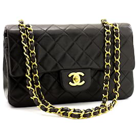 Chanel-Chanel 2.55 lined flap 9" Classic Chain Shoulder Bag Black Purse-Black