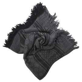 Gucci-gucci, étole en laine et soie gris et noir neufs-Gris anthracite