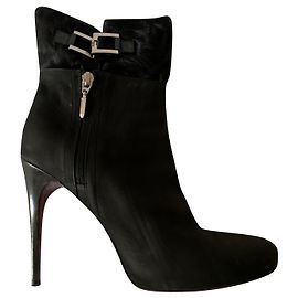 Cesare Paciotti Black nabuk leather ankle boots Black