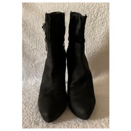 Cesare Paciotti-Black nabuk leather ankle boots-Black