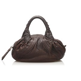 Fendi-Fendi Brown Spy Leather Handbag-Brown