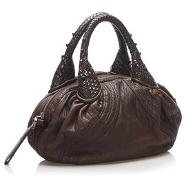 Fendi-Fendi Brown Spy Leather Handbag-Brown