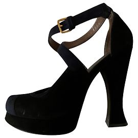 Marni Sandali con plateau in camoscio Nero