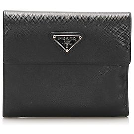Prada Black Saffiano Small Wallet Black
