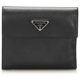 Prada-Prada Black Saffiano Small Wallet-Black