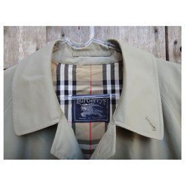 Burberry-impermeable hombre Burberry vintage t 46 Puro algodón-Caqui