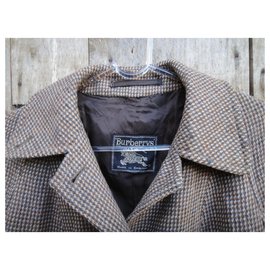 Burberry-abrigo vintage burberry tweed t 40-Castaño