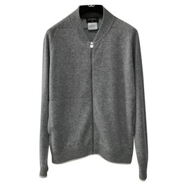 Chanel-Cardigan en cachemire gris Chanel Sz 42-Gris