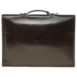 Hermès-Very Elegant Hermès Sac à Dépêches in brown box leather, garniture en métal doré-Brown