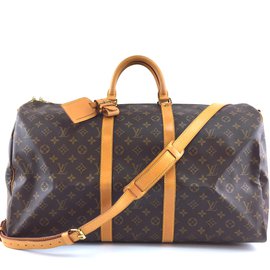 Louis Vuitton-Louis Vuitton Keepall 55 Tela monogramma Bandouliere-Marrone