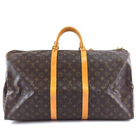 Louis Vuitton-Louis Vuitton Keepall 55 Toile Monogram Bandoulière-Marron