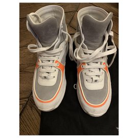 Chanel-Scarpe da ginnastica-Bianco,Arancione