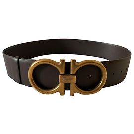 Salvatore Ferragamo Dunkelbrauner Ledergürtel Dunkelbraun