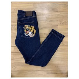 Gucci-Gucci embroidered jeans-Multiple colors,Navy blue