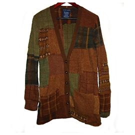 Polo Ralph Lauren Ralph Lauren ikonische handgestrickte Patchwork-Strickjacke Braun Blau Grün