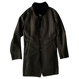 Giorgio Armani-Casaco de pele sheraling Black Lamb-Preto