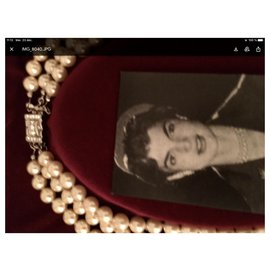 Autre Marque-Perles blanches en  3 rangées bijoux préferé  Jacqueline Kennedy'-Blanc