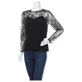 Samsoe & Samsoe Black Lace Blouse Viscose S Black