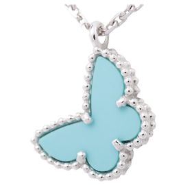 Pendente farfalla turchese Van Cleef & Arpels Sweet Alhambra, 18K oro bianco Blu