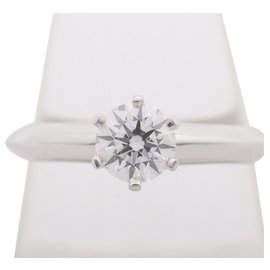 Tiffany & Co-TIFFANY Y COMPAÑIA. solitario 0.51ct E / IF Anillo de compromiso de diamantes brillantes redondos-Blanco