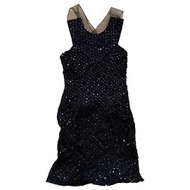 Giorgio Armani Robe bleu marine à sequins brodés Bleu Marine
