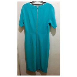 Diane Von Furstenberg-Robe en crêpe DvF Carpe-Turquoise