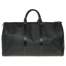 Louis Vuitton-Bolsa de viaje Louis Vuitton Keepall 50 en cuero negro epi en muy buen estado-Negro