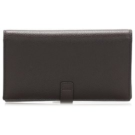 Autre Marque-YSL Brown Leather Card Case-Brown