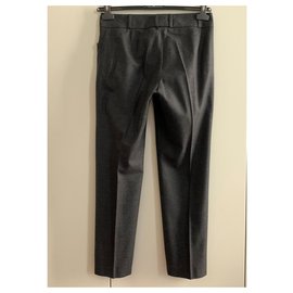 Yves Saint Laurent-Pantaloni in lana grigio scuro-Grigio antracite