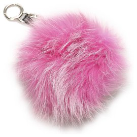 Fendi-Fendi Pink Monster Fur Pom-Pom Bag Charm-Black,Pink