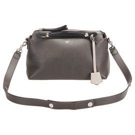 Fendi-Fendi Gray By The Way Leather Satchel-Grey