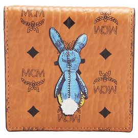Carteira de Couro MCM Brown Visetos Rabbit Marrom Multicor