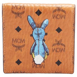 MCM Brown Visetos Rabbit Leather Wallet Brown Multiple colors