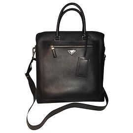 Bolsa Shopper Prada Saffiano de Couro Preta Preto