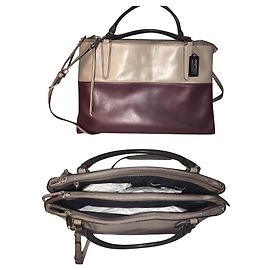 Coach Handbag Dark Red and Taupe Leather Dark red Taupe