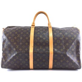 Louis Vuitton-Louis Vuitton Keepall 55 Toile Monogram Bandoulière-Marron