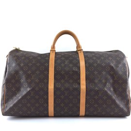 Louis Vuitton-Louis Vuitton Keepall 60 Lona do monograma-Marrom