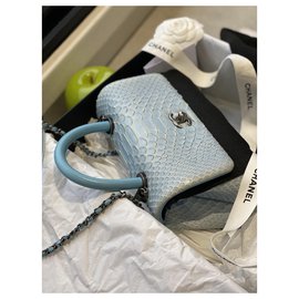 Chanel-Coco handle small-Blue,Silver hardware