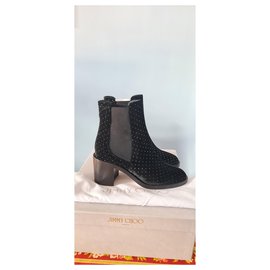 Jimmy Choo-Jimmy Choo. Chuteiras. NOVO NA SUEDE BLACK-Preto